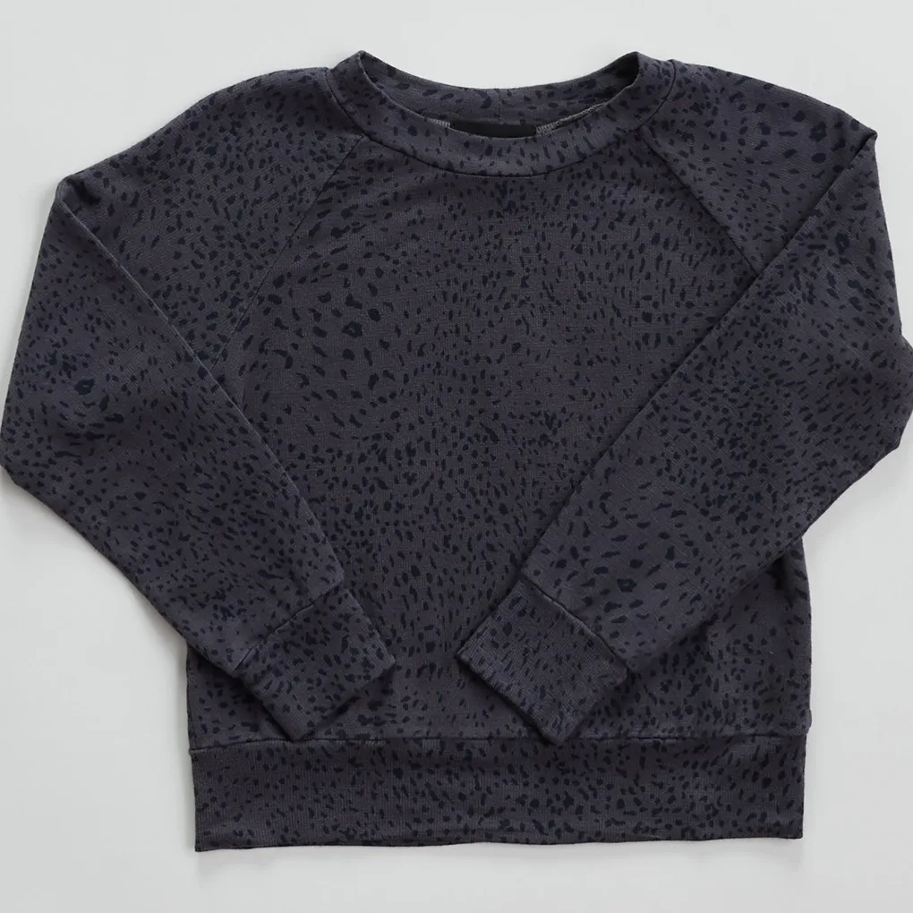 Kids*MONROW Kids Mini Cheetah Raglan Sweatshirt VINTAGEBLACK