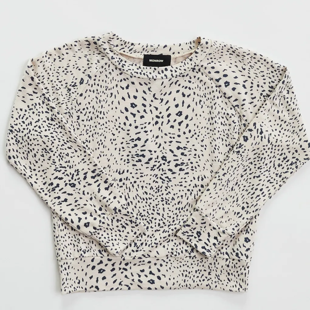 Kids*MONROW Kids Mini Cheetah Raglan Sweatshirt BONE