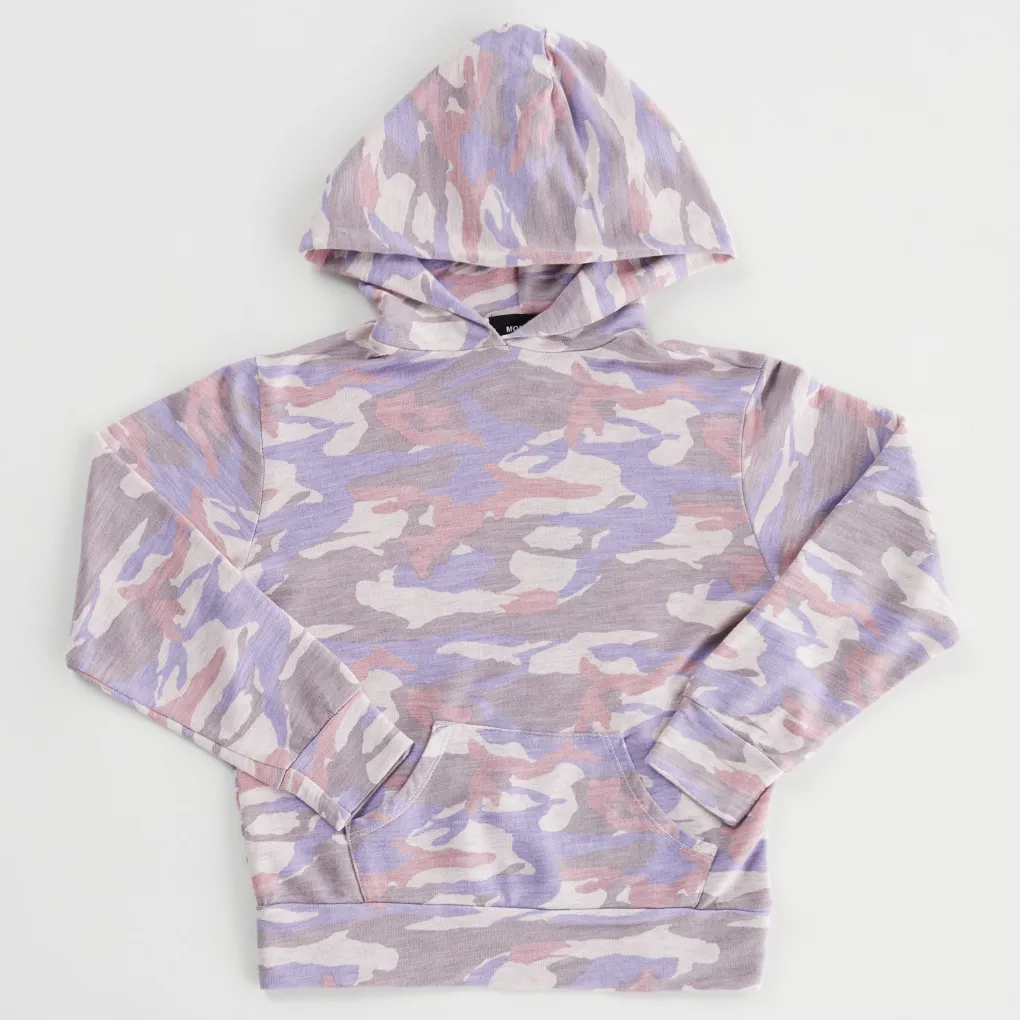 Kids*MONROW Kids Supersoft Camo Pullover Hoody PETALPINK