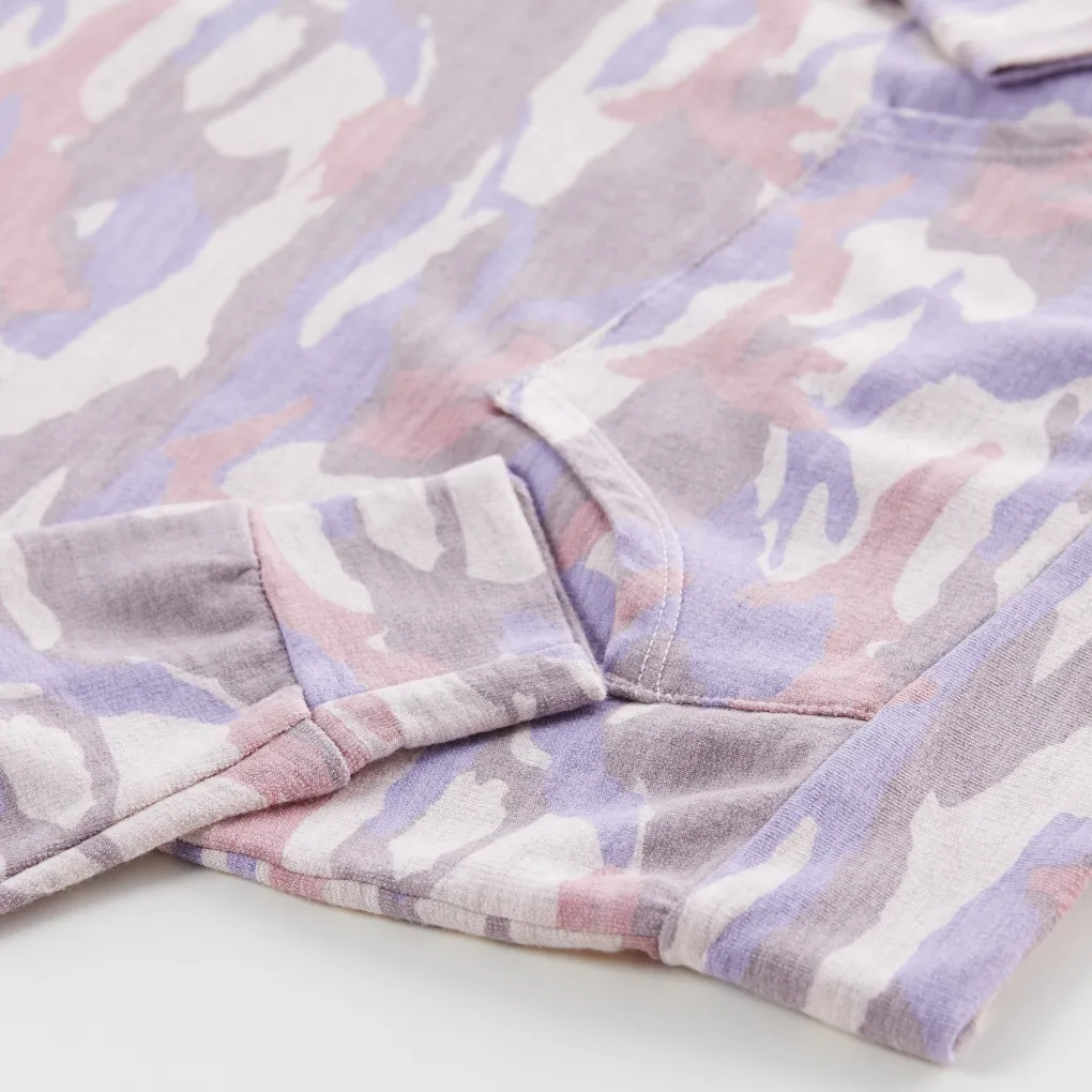 Kids*MONROW Kids Supersoft Camo Pullover Hoody PETALPINK