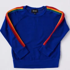 Kids*MONROW Kids Supersoft Rainbow Stripe Raglan ELECTRICBLUE