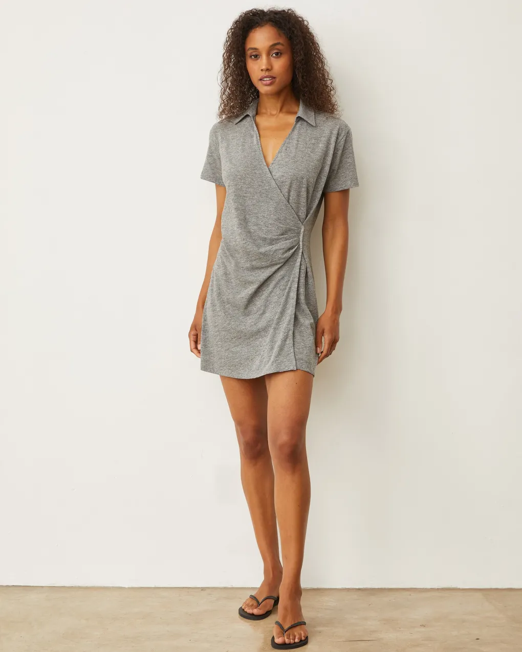 Dresses*MONROW Knit Wrap Dress GRANITE