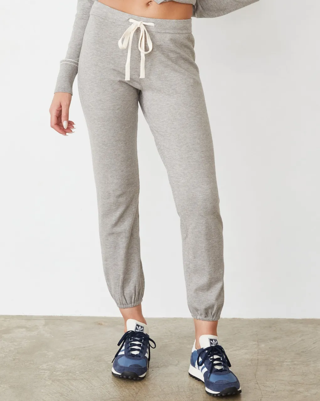 Soft Knit|Travel Essentials*MONROW Lightknit Contrast Stitch Vintage Sweat HEATHERGREY
