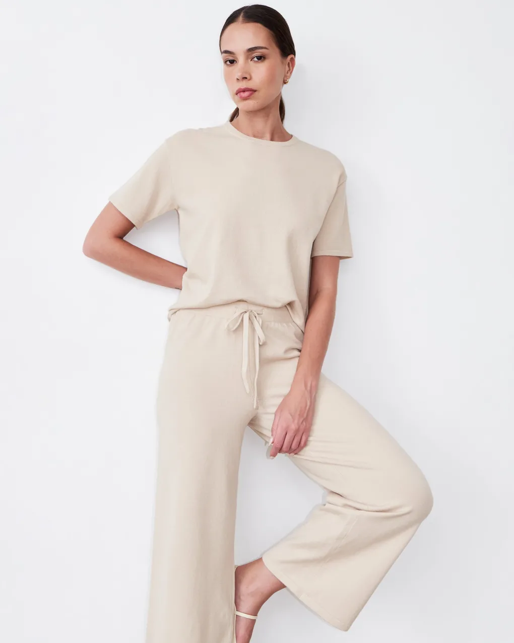 Soft Knit|Sets*MONROW Light Soft Knit Basic Tee SAND