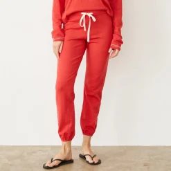 Soft Knit|Sweats*MONROW Light Soft Knit Contrast Stitch Vintage Sweat CHERRY