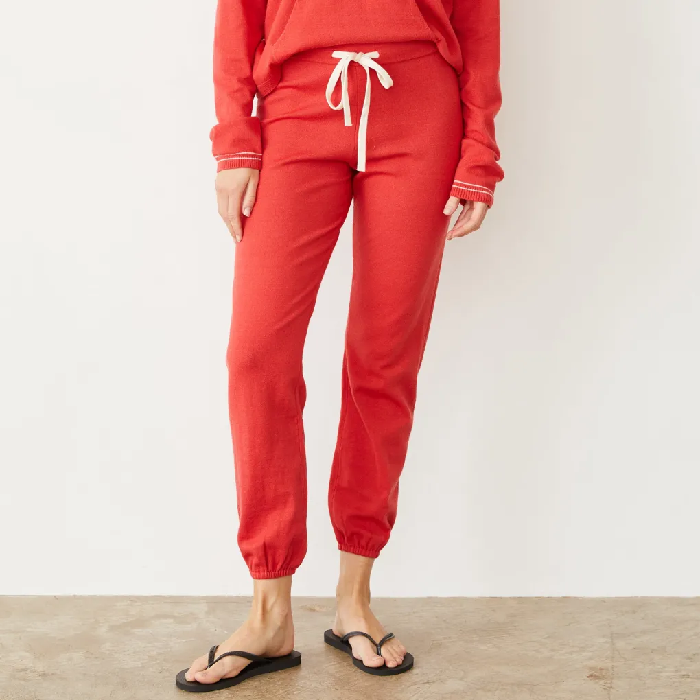 Soft Knit|Sweats*MONROW Light Soft Knit Contrast Stitch Vintage Sweat CHERRY