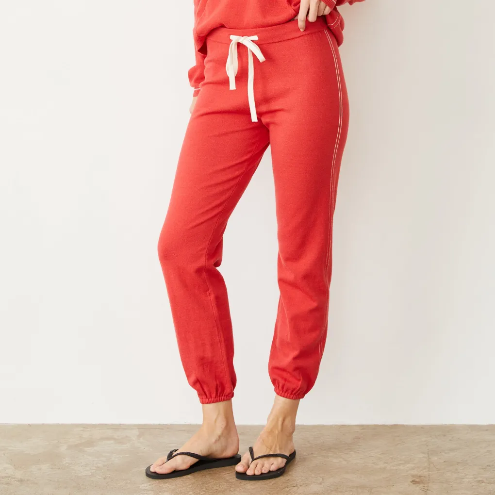Soft Knit|Sweats*MONROW Light Soft Knit Contrast Stitch Vintage Sweat CHERRY