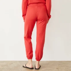 Soft Knit|Sweats*MONROW Light Soft Knit Contrast Stitch Vintage Sweat CHERRY