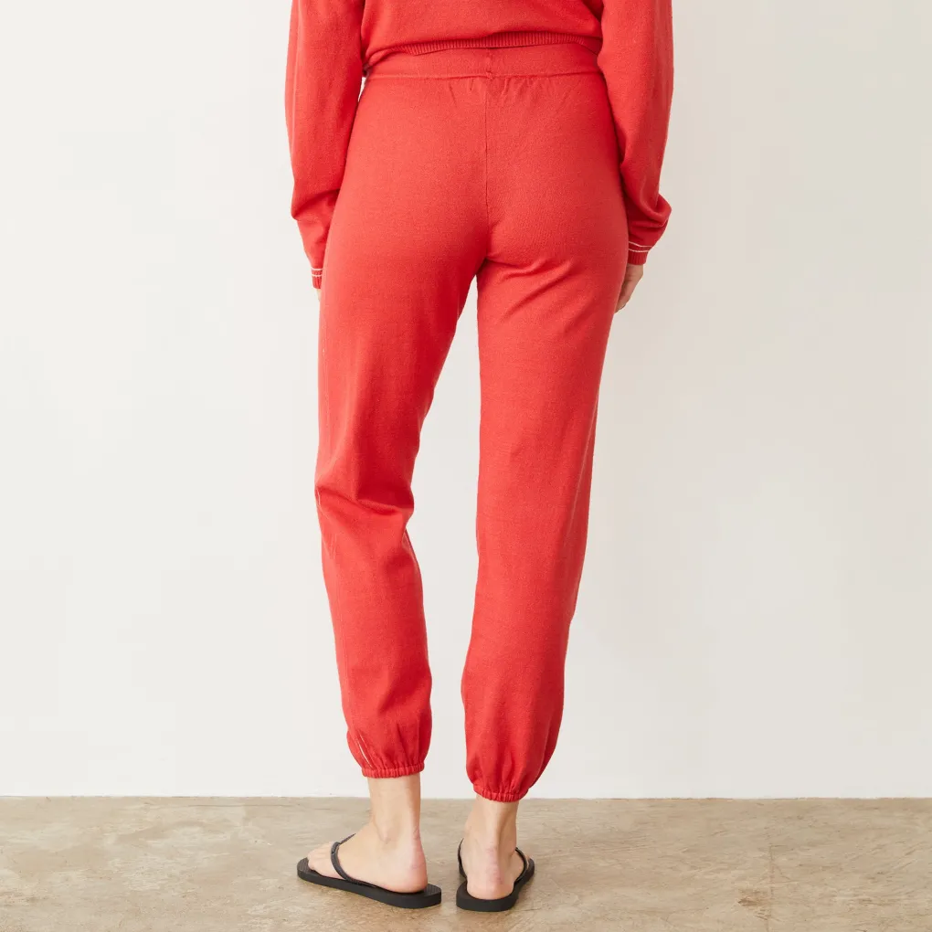Soft Knit|Sweats*MONROW Light Soft Knit Contrast Stitch Vintage Sweat CHERRY