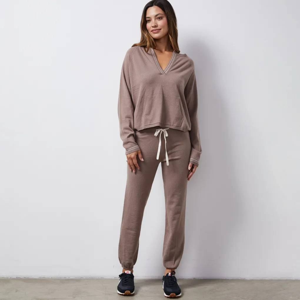 Soft Knit|Sweats*MONROW Light Soft Knit Contrast Stitch Vintage Sweat PECAN