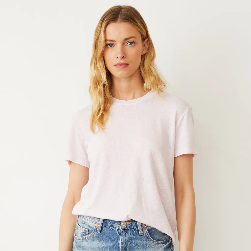 Tees*MONROW Linen Jersey Basic Crew Neck Tee PINKPEARL