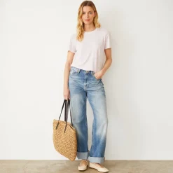 Tees*MONROW Linen Jersey Basic Crew Neck Tee PINKPEARL