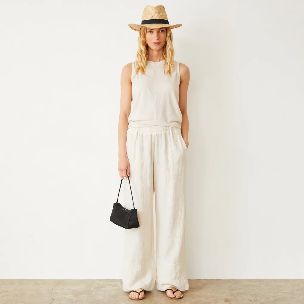 Tanks*MONROW Linen Jersey Relaxed Tank PEARL