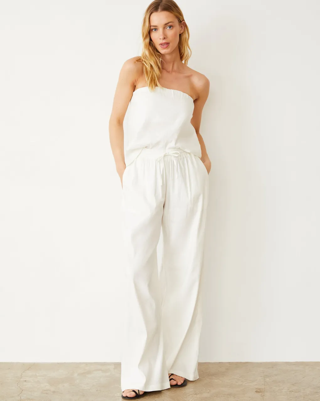 Tanks*MONROW Linen Tube Tank PEARL