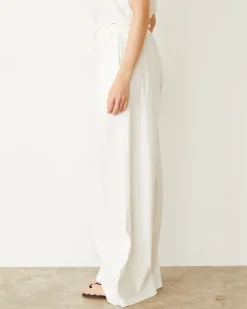 Pants*MONROW Linen Wide Leg Pant PEARL