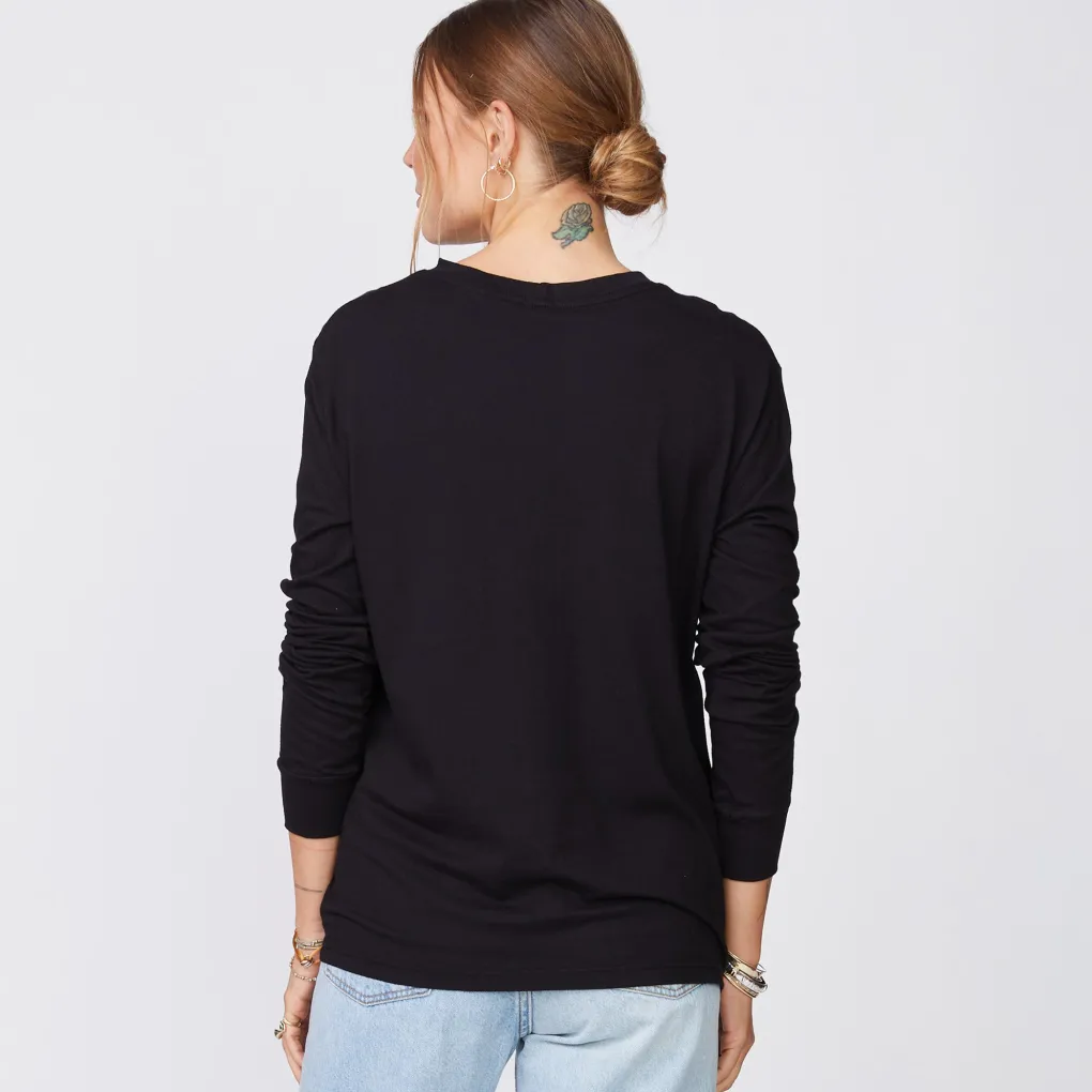 Long Sleeve*MONROW Long Sleeve Ex-Boyfriend Pocket Crew BLACK