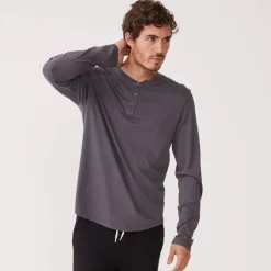 Mens Sale|Men's Sale*MONROW Long Sleeve Henley VINTAGEBLACK