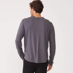 Mens Sale|Men's Sale*MONROW Long Sleeve Henley VINTAGEBLACK