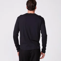 Men's Tops|Mens Sale*MONROW Long Sleeve Henley BLACK