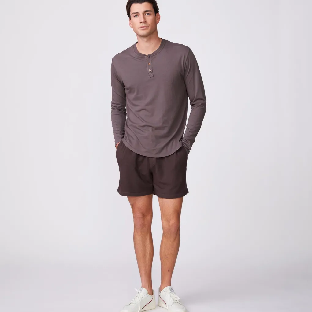 Men's Tops|Mens Sale*MONROW Long Sleeve Henley COCOA