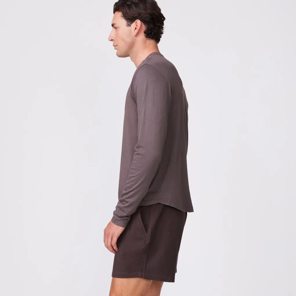 Men's Tops|Mens Sale*MONROW Long Sleeve Henley COCOA