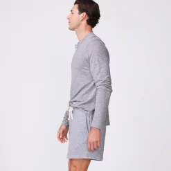 Men's Tops|Mens Sale*MONROW Long Sleeve Henley GRANITE