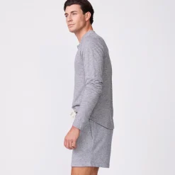 Men's Tops|Mens Sale*MONROW Long Sleeve Henley GRANITE