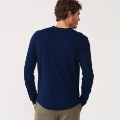 Men's Tops|Mens Sale*MONROW Long Sleeve Henley NAVYBLUE