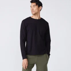Men's Tops|Mens Sale*MONROW Long Sleeve Pocket Crew BLACK