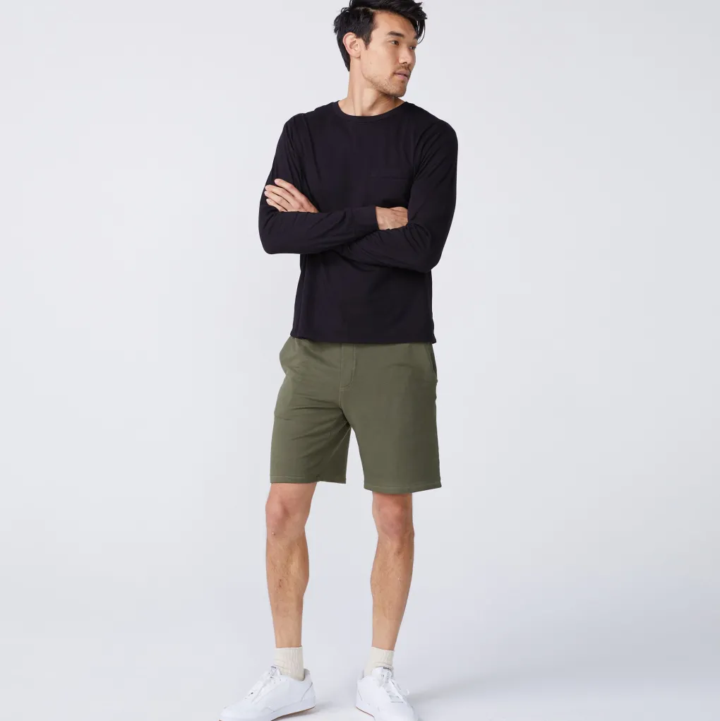 Men's Tops|Mens Sale*MONROW Long Sleeve Pocket Crew BLACK