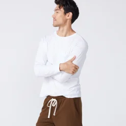 Men's Tops|Mens Sale*MONROW Long Sleeve Pocket Crew WHITE