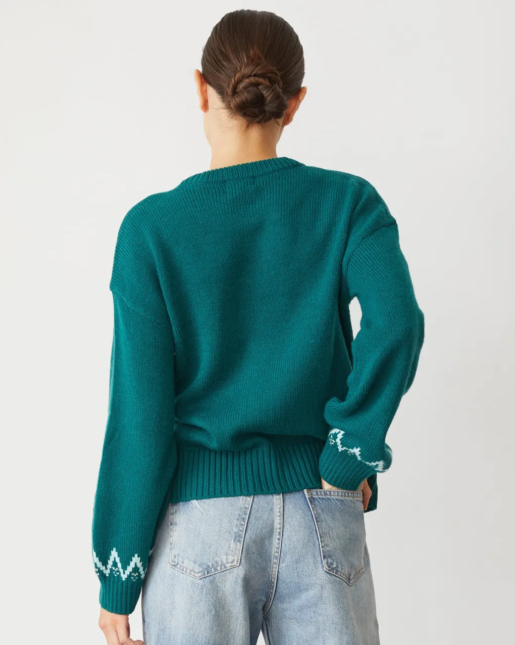 Sweaters*MONROW Merino Wool Fair Isle Crew Neck FOREST