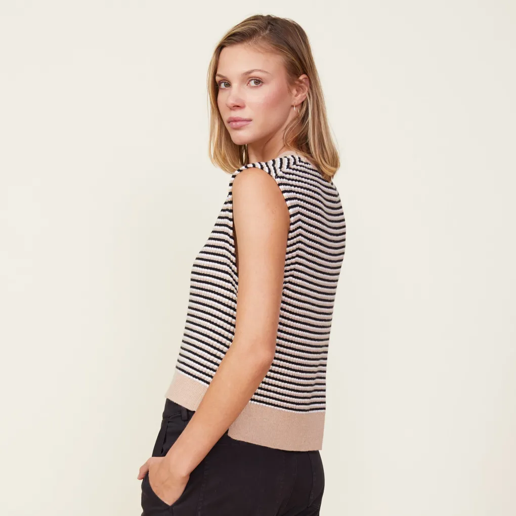 Tanks|Sweaters*MONROW Merino Wool Sweater Vest DUSKWINTER/WHITEBLACKSTRIPES