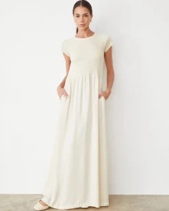 Dresses*MONROW Mix Media Maxi Dress OFFWHITE