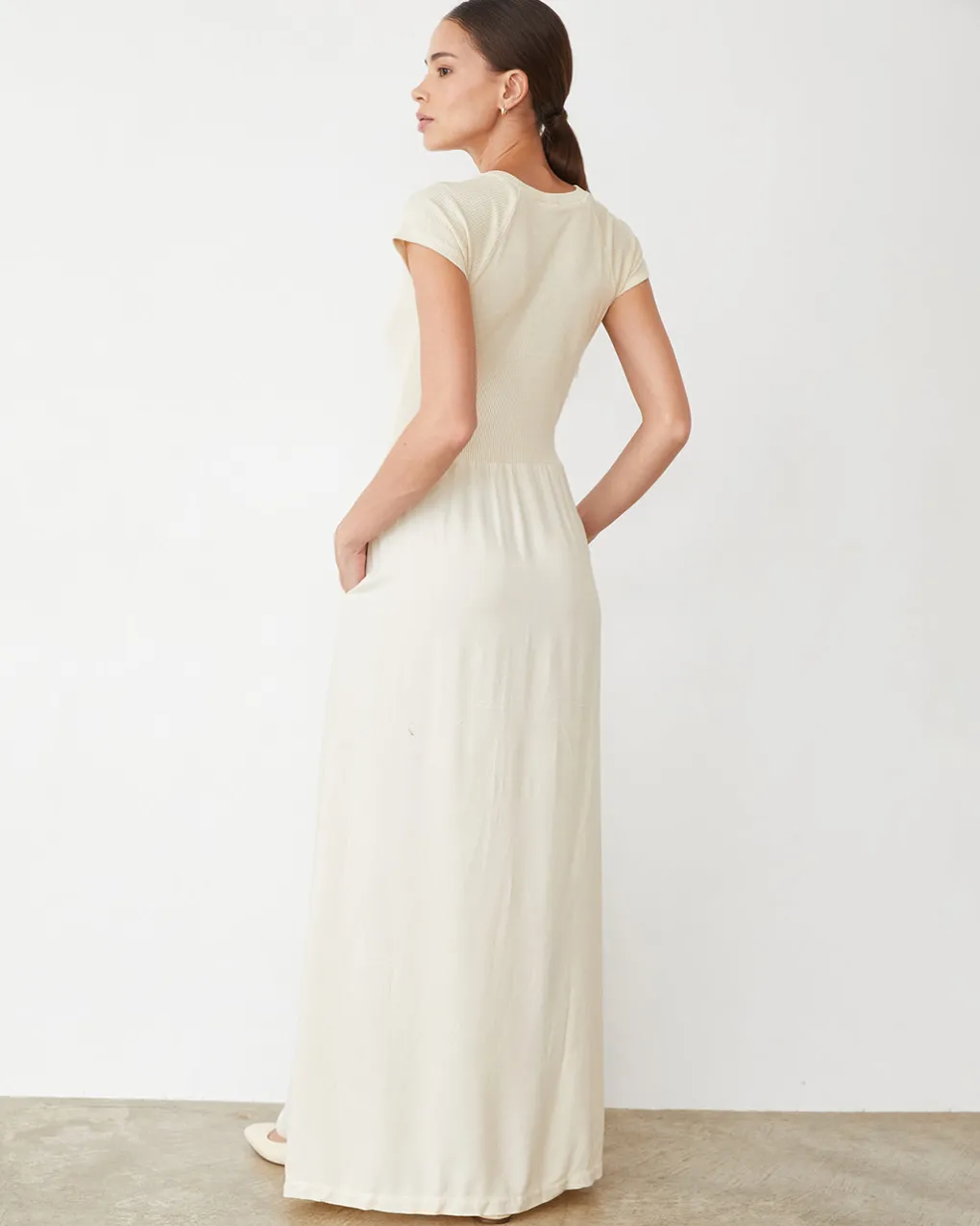 Dresses*MONROW Mix Media Maxi Dress OFFWHITE