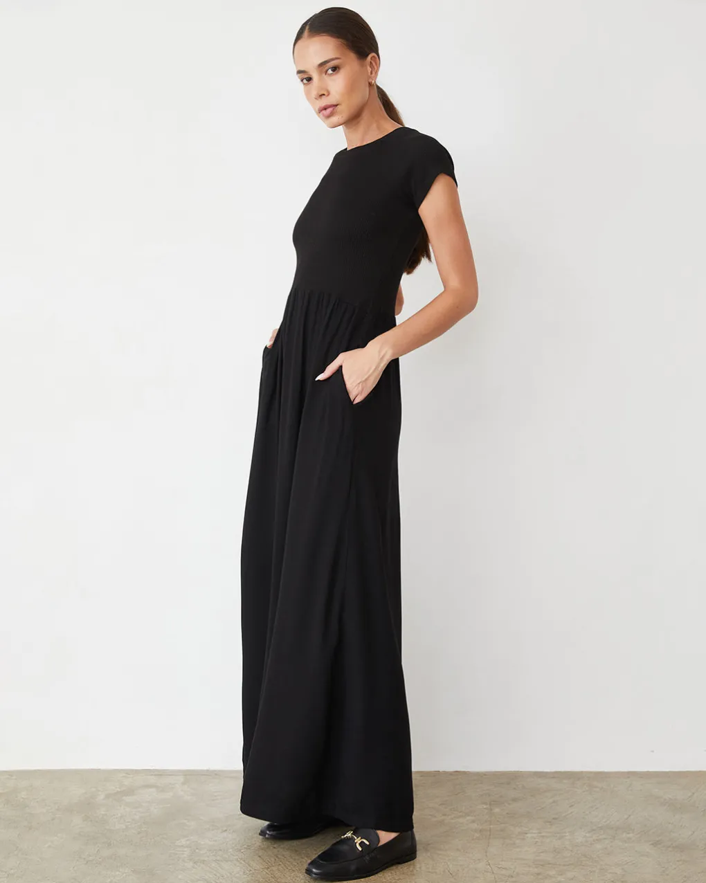 Dresses*MONROW Mix Media Maxi Dress BLACK
