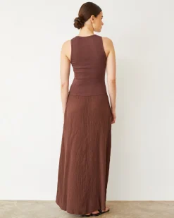 Dresses*MONROW Mix Media Tank Maxi Dress MAHOGANY