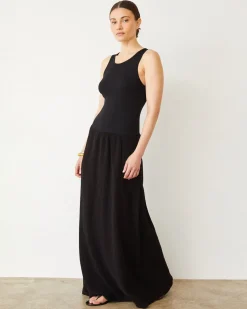 Dresses*MONROW Mix Media Tank Maxi Dress BLACK