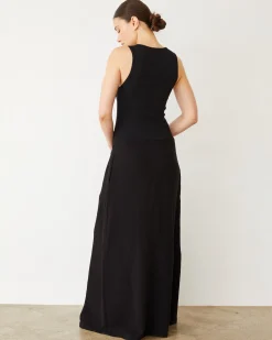 Dresses*MONROW Mix Media Tank Maxi Dress BLACK