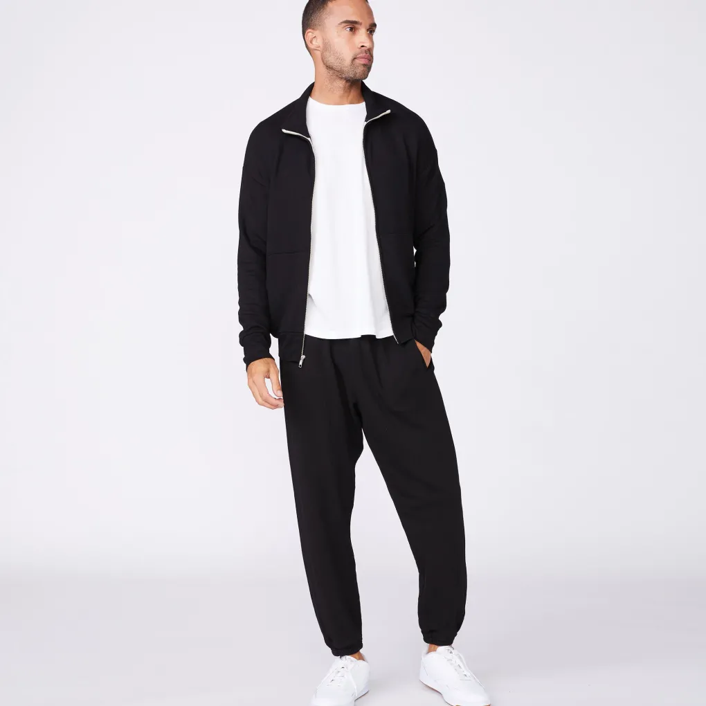 Mens Sale|Men's Sale*MONROW Mock Neck Zip Up BLACK