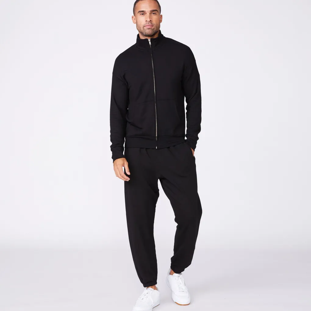 Mens Sale|Men's Sale*MONROW Mock Neck Zip Up BLACK