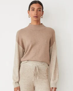 Travel Essentials|Sets*MONROW Organic Cotton Cashmere Funnel Neck Sweater WALNUT