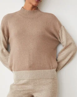 Travel Essentials|Sets*MONROW Organic Cotton Cashmere Funnel Neck Sweater WALNUT