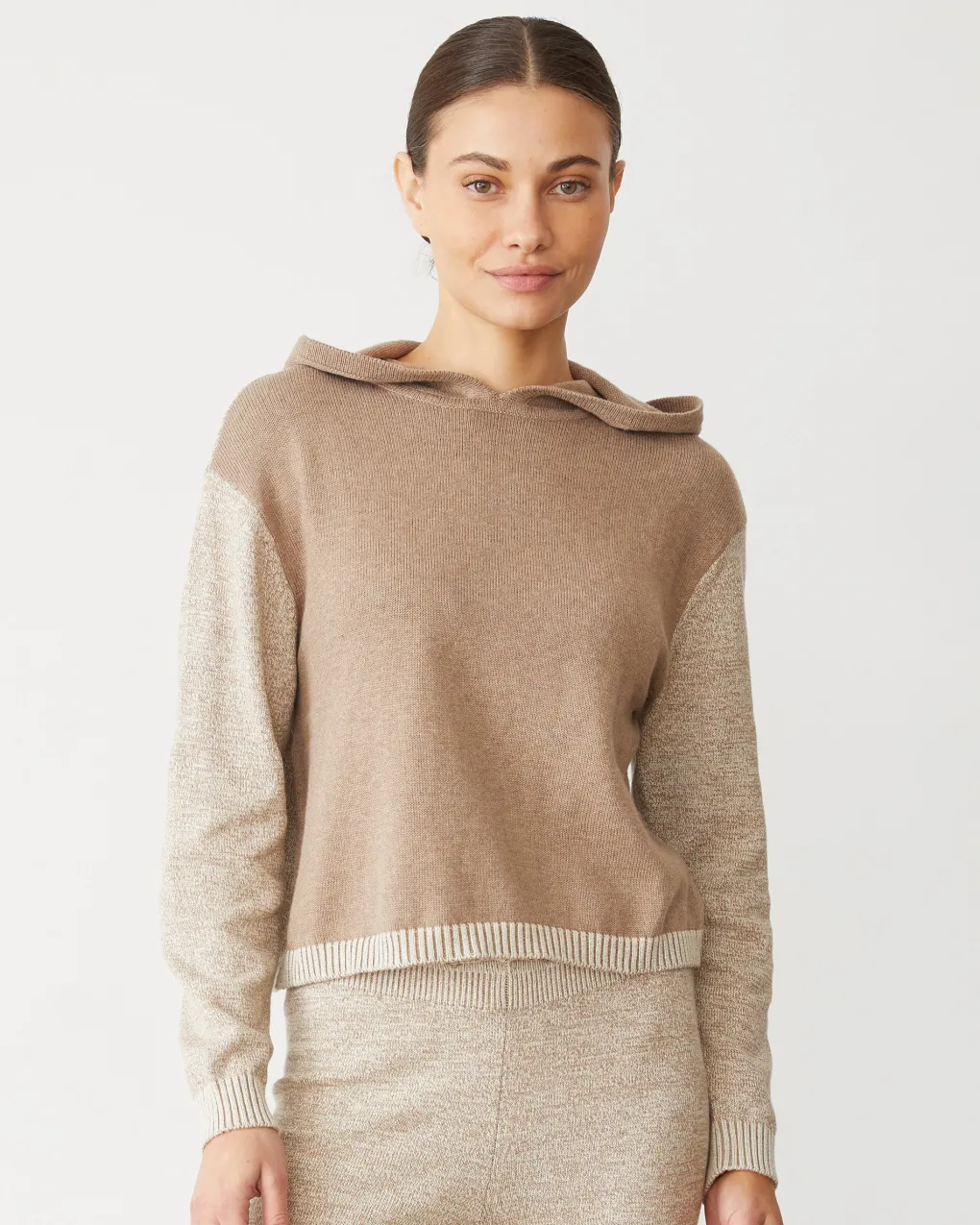 Sets|Hoodies*MONROW Organic Cotton Cashmere Hooded Sweater WALNUT