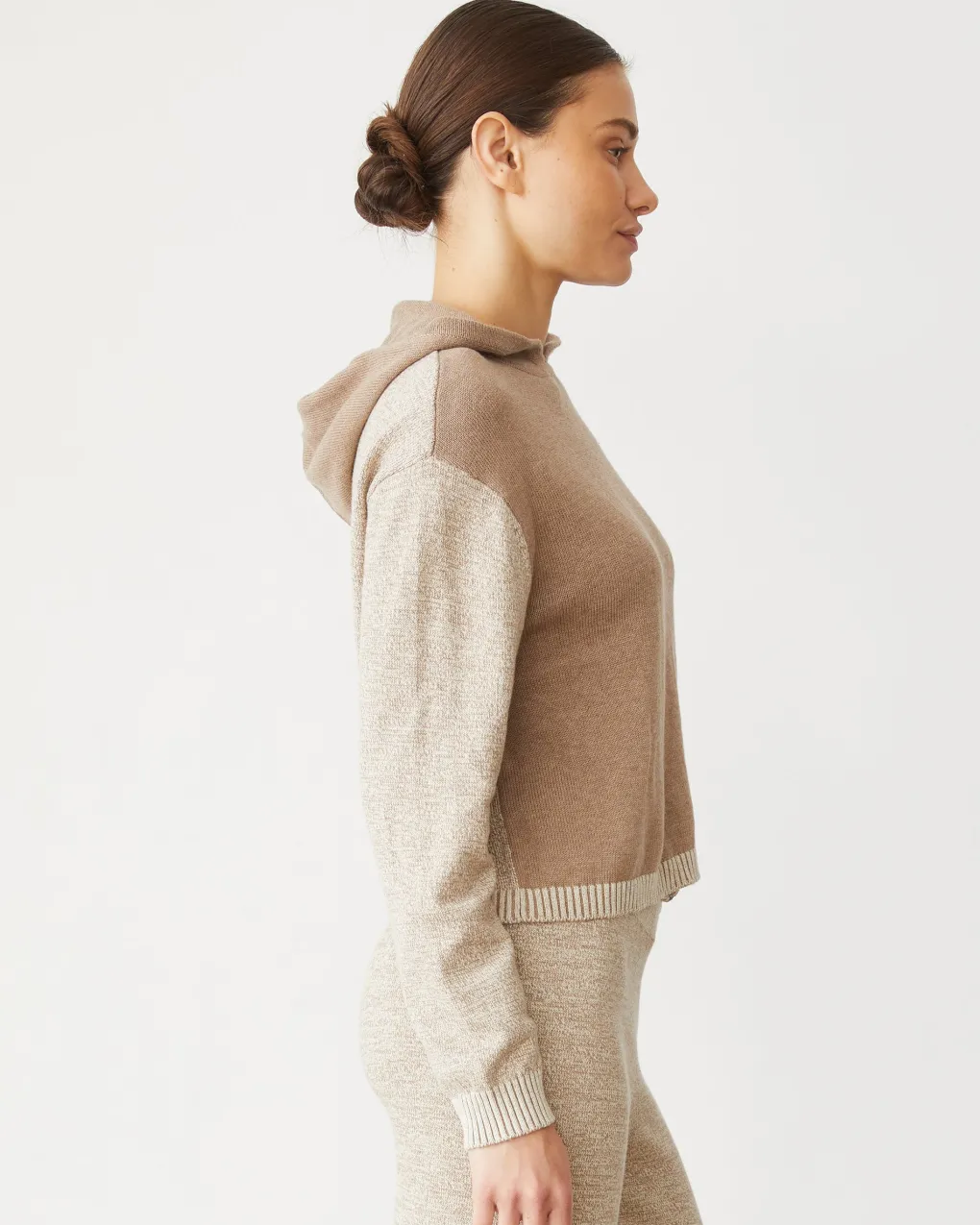 Sets|Hoodies*MONROW Organic Cotton Cashmere Hooded Sweater WALNUT