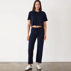 Sweats*MONROW Organic Jersey Crop Pant DARKNAVY