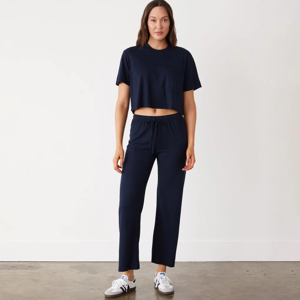Sweats*MONROW Organic Jersey Crop Pant DARKNAVY