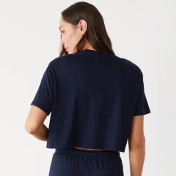 Tees*MONROW Organic Jersey Crop Pocket Tee DARKNAVY