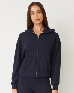 Travel Essentials|Sets*MONROW Original Fleece Zip Up Hoody HEATHEREDNAVY