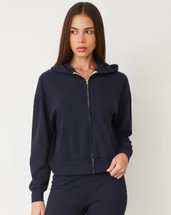 Travel Essentials|Sets*MONROW Original Fleece Zip Up Hoody HEATHEREDNAVY
